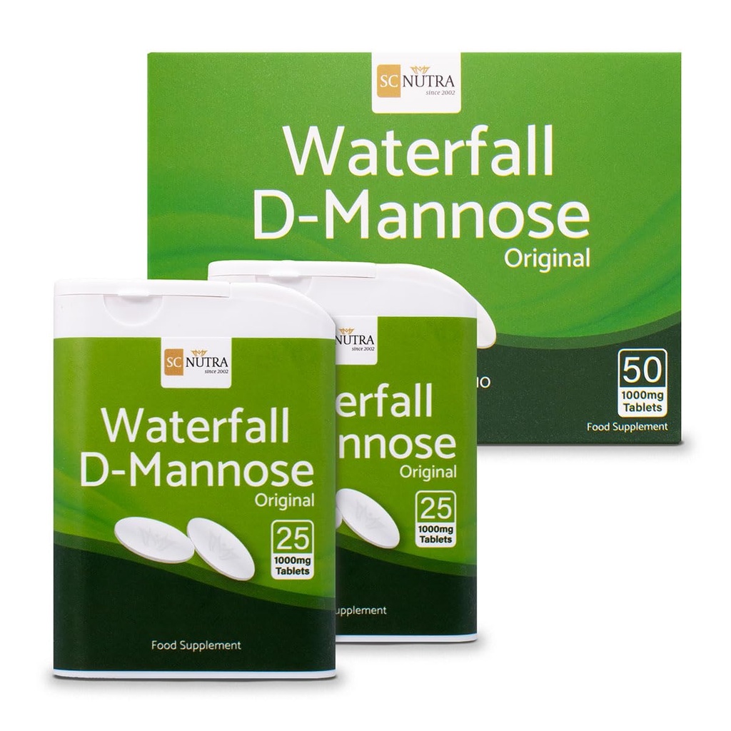 D- Mannose Tablets 1000mg - Vandfald D- Mannose indkøbt naturligt fra Birch - 50 tabletter - SC Nutra (Sweet Cures)