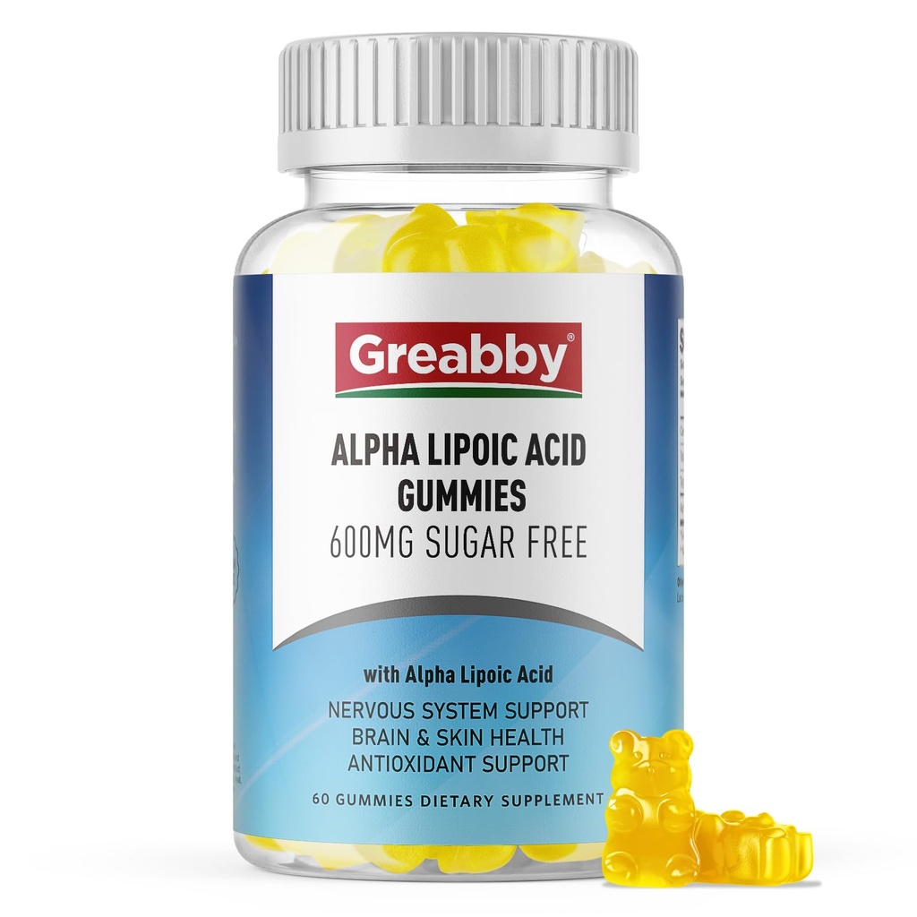 Alpha lipoinsyre 600 mg gumier, sukkerfri tyggetabletter R liposyretilskud til antioxidant & Nervesystemet Support, Brian & Skin Health, Pineapple Flavor, 60 Greve