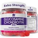 Glucosamin Chondroitin Gummies, Sugar Free Glucosamin Chondroitin MSM Supplement, Ekstra styrke med Boswellia gurkemeje, Hydrolyzed Collagen & Hyaluronic Acid, Knoglesundhed for mænd og kvinder, 120 Cts