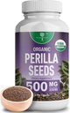 Organic Perilla Seed Extract with 9% Rosmarinic Acid - USDA Certified - Allergy Relief, Respiratory and Immunity Booster- Th2 Cytokines, Naturally Occurring Luteolin - 500mg 90 capsules