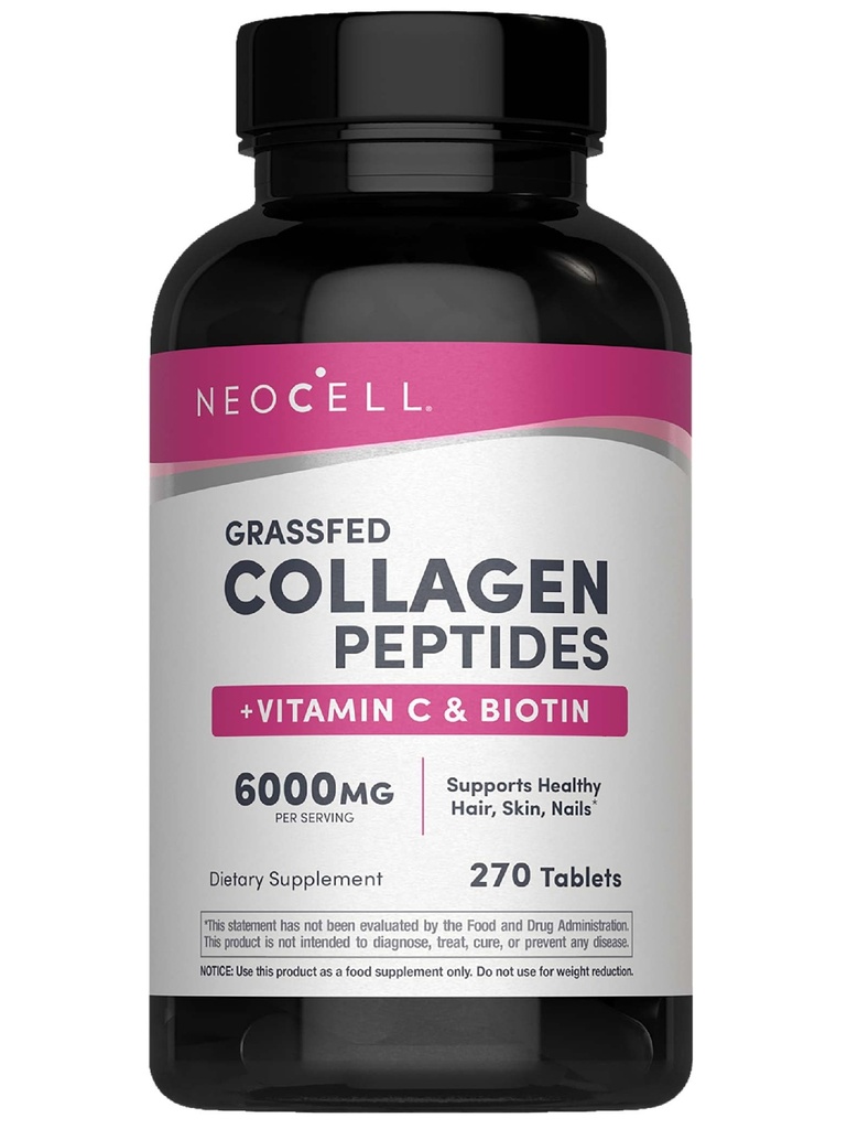 NeoCell Super Collagen med C-vitamin og biotin, hud, hår og negle supplement, omfatter antioxidanter, tablet, 270 Tæl, 1 flaske