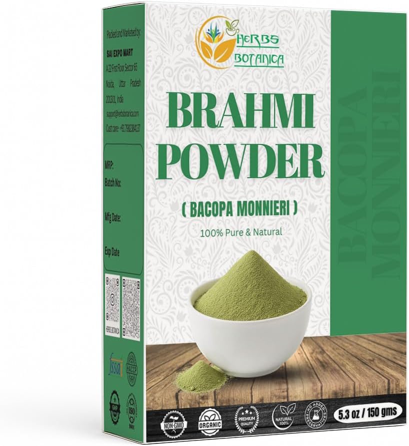 Urter Botanica Brahmi Powder Bacopa Powder Centella Asiatica Ayurvedic Herb, Natural Hair Care, Promoes Hair Growth against 124; 5,5 oz (150 GMS)