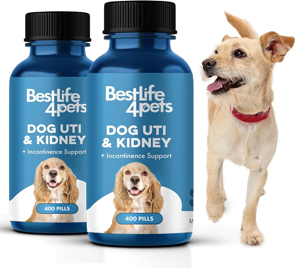 BestLife4Kæledyr Hund UTI Nyrestøtte, Naturlig Urinvejsinfektion Behandling, Nyrer og Brege Control supplement, Let at bruge piller 2 Pack