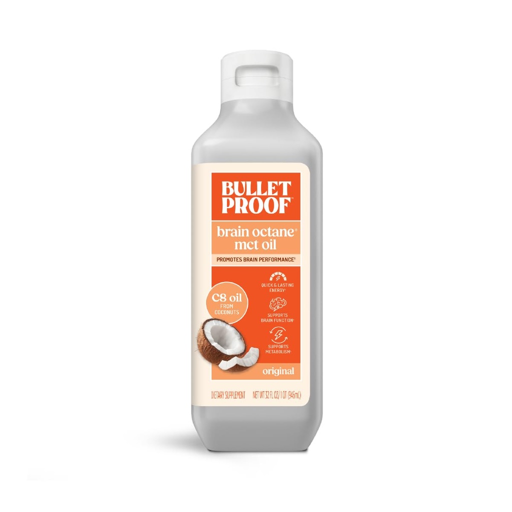 Skudsikker hjerne Octane C8 MCT Oil, 32 Ounces, Keto Supplement for vedvarende energi og Færre Cravings