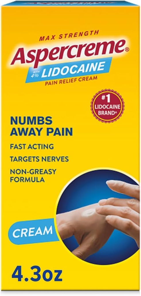 Aspercreme Lidocain Pain Relief Cream lindrer forstuvede nerver, Nummerering tematisk analyse med Max- Strength 4% Lidocain & Fugt Aloe, 4.3 Oz.
