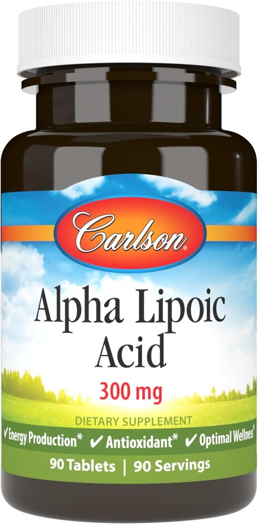 Carlson - Alpha Lipoic Acid, 300 mg, fremmer energiproduktion, 90 tabletter