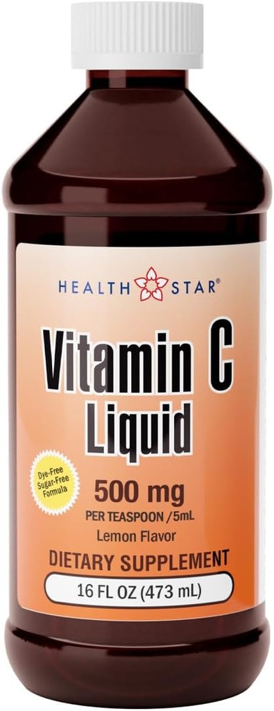 Gericare C-vitamin Liquid 500 mg - immunforsvar & Samlet sundhed - Orange Flavor - 16 Fl Oz (pakning med 1 pakke)