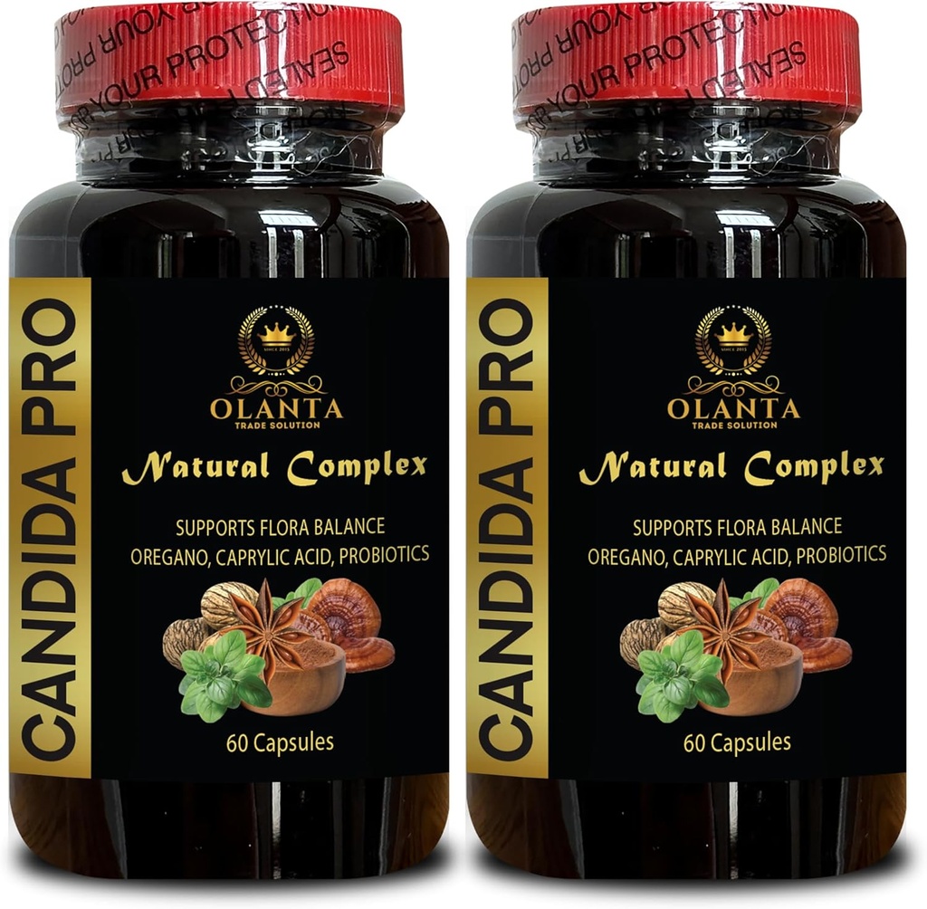 CANDIDA SUPPORT COMPLEX - caprylic acid supplement, candida cleanse organic, Supports Immune Function, Gluten Free, immune booster, Gut Health Supplements - 2 Bottles 120 Capsules