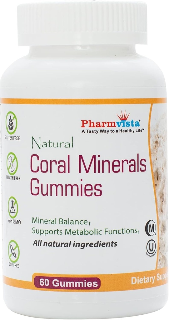 Coral Calcium Gummies med Trace Minerals - Tasty, Vegan, Gluten Free Gummies med Natural Calcium & Vitamin D3, 60 Greve