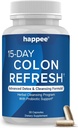 Happee Colon Cleanser & Detox til Vægttab Support - 15 dages Colon Cleanse Pills & Gut Support Probiotika Mænd Kvinder - Hurtig Natural Laxatives Constipation Relief