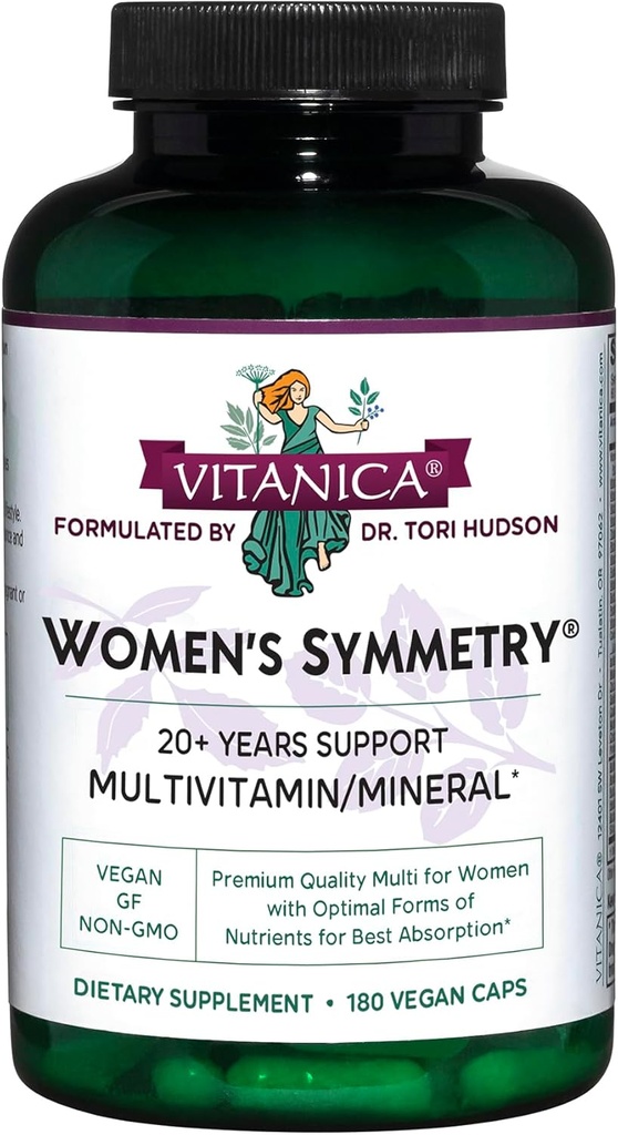 Vitanica, Women 's Symmetri, High Potency Daily Multivitamin, Vegan, 180 Kapsler