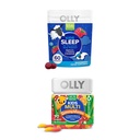 OLLY Kids Sleep Gummy, Melatonin, L Theanine, Kamille, 60 Greve og børn Multivitamin Gummy Worms, Vitaminer A C D E Bs Zink, 70 Greve
