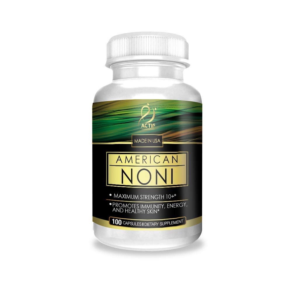 Actif Organic Noni Maksimum Strength - 100% Natural Hawaii Noni, Non- GMO, Made in USA, 100 Count