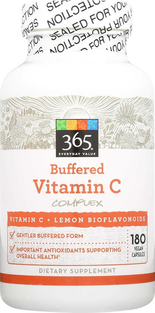 365 af Whole Foods Market, Buffered C Vitamin med Bioflavonoider 500mg, 180 Tæl