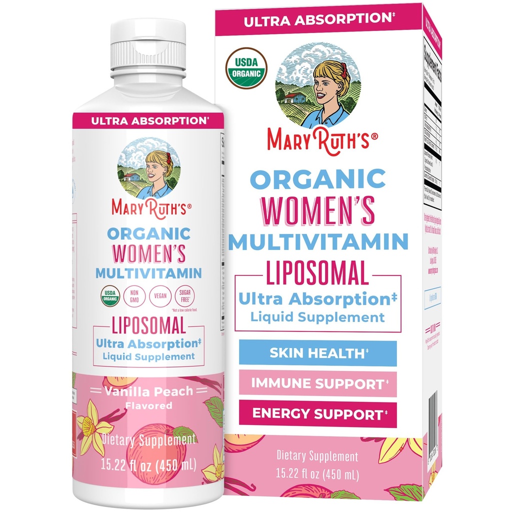 MaryRuth Organics USDA Organic Multivitamin for Women, Sugar Free Womens Multivitamin, Liquid Vitaminer for Women, Immunsupport Supplement, Ashwagandha, Methylfolat, Vegan, Non- GMO, 15.22 Fl Oz