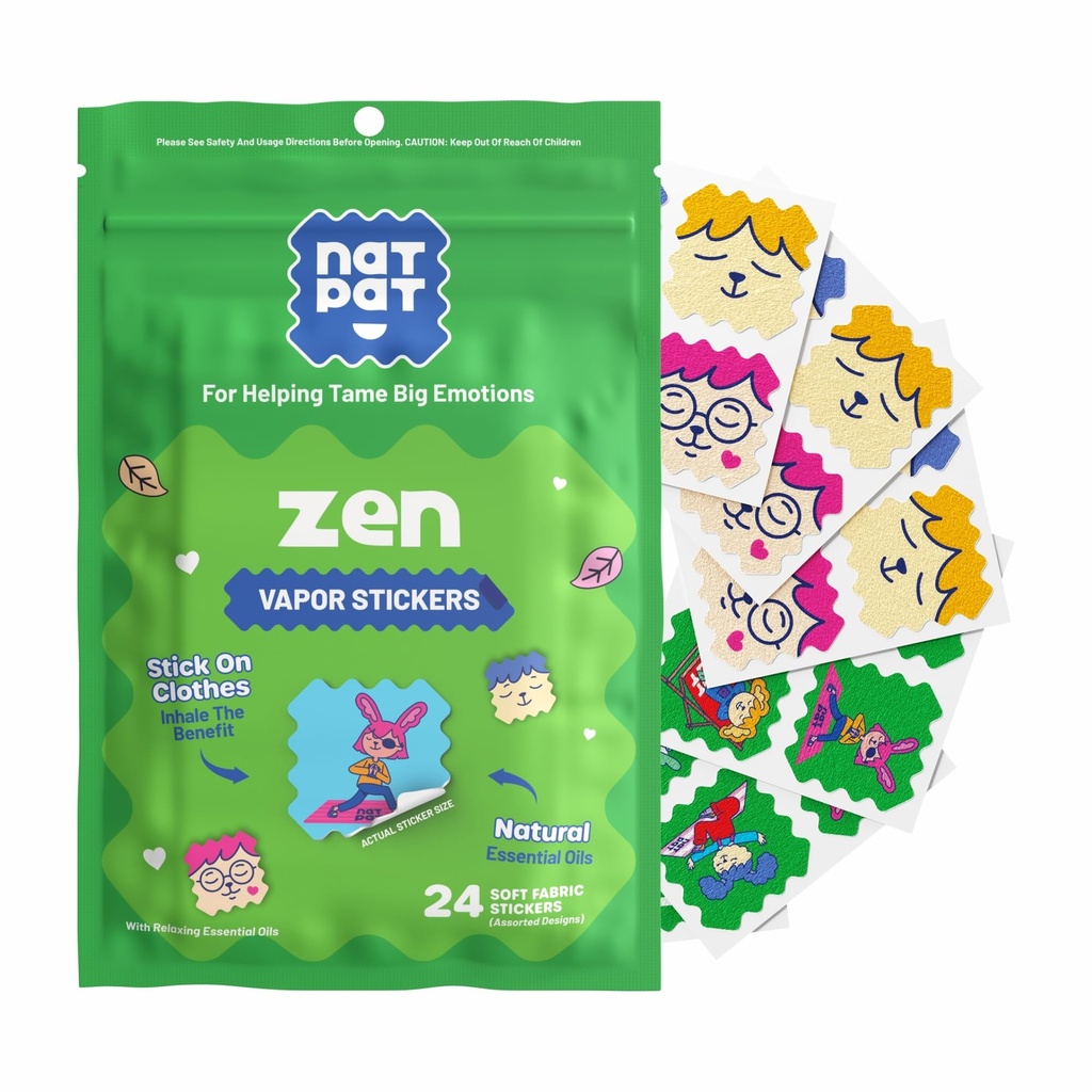 NATPAT Zen Patch Mood Calming klistermærker til børn og voksne - Kemisk og stoffri, Mood Support til afslapning, afslapning og bevægelse forordning - BuzzPatch Natural Patch (24 Pack)