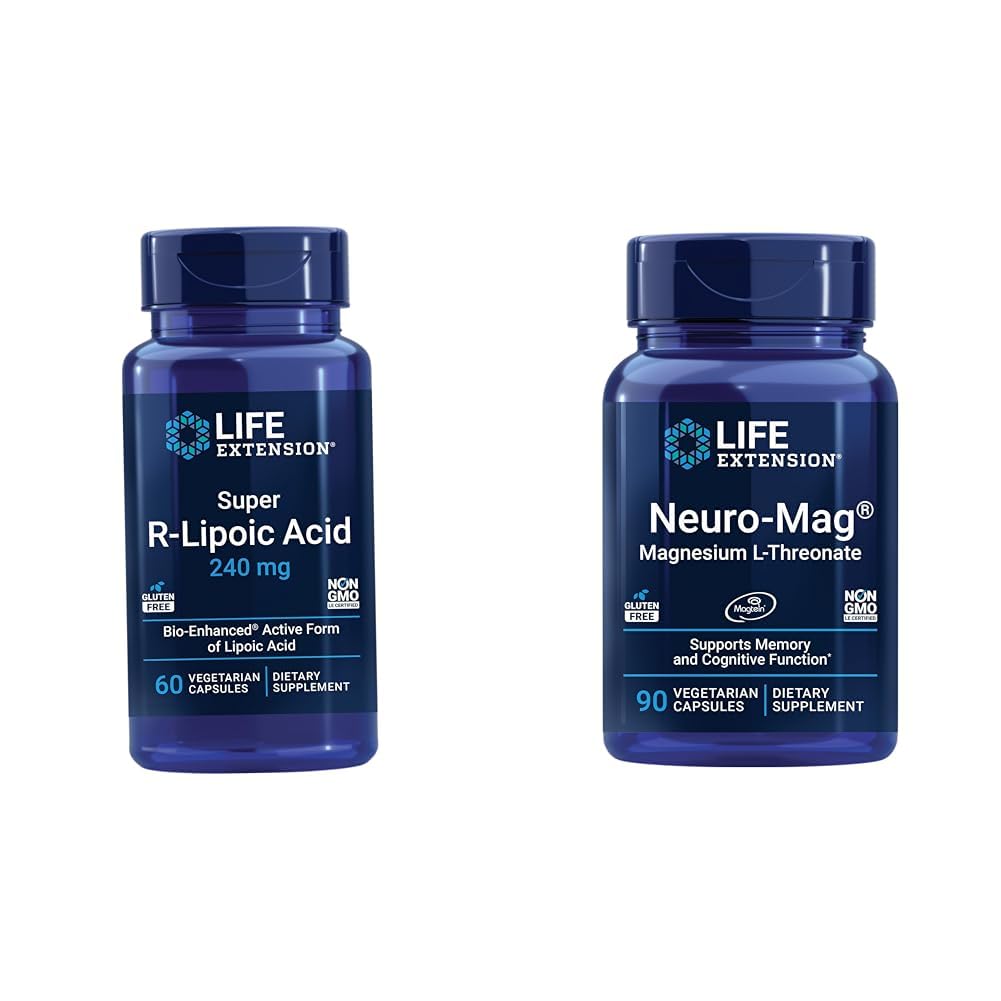 Life Extension Super R- Lipoic Acid - Longevity Supplement for oxiderende stress Defense & Neuro- mag Magnesium L- threonat, Magnesium L- threonat