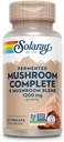 SOLARAY Fermented Mushroom Complete - Økologisk Chaga, Reishi, Shiitake, Cordyceps, Tyrkiet Tail Mushroom og Lions Mane supplement kapsler - 8 Mushroom supplement - non-GMO, 30 Servere, 60 VegCaps
