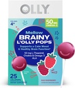 OLLY Mellow Buddies L 'OLLY Pops, L- Theanine, Cholin, Omega-3 ALA, Kids 4 + Kosttilskud Lollipops, Understøtter en rolig mood & sund hjerne funktion, * Vegan, Raspberry Flavored, 25 Greve