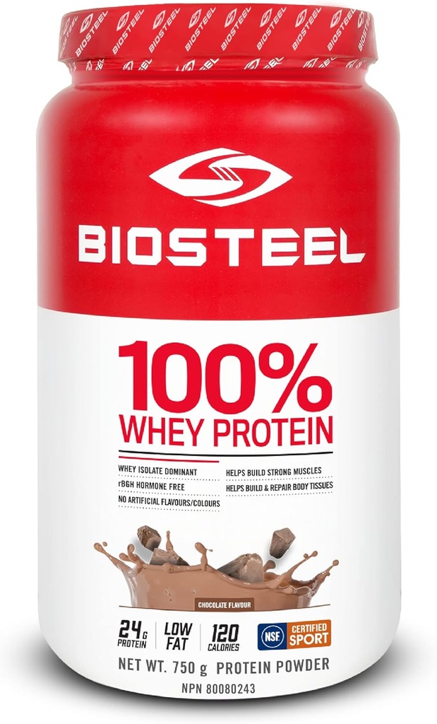 BioSteel Sports 100% Whey Protein Powder Supplement, rBGH Hormone Free & Non- GMO Post Workout Formel, Chokolade, 25 Servere, 25.5 Ounces