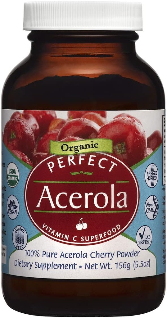 Perfect Supplements - Perfect Acerola Powder - 156 Bedste - 100% Pure Acerola Cherry - All- Natural Vitamin C Superfood - Immunsystemet Support