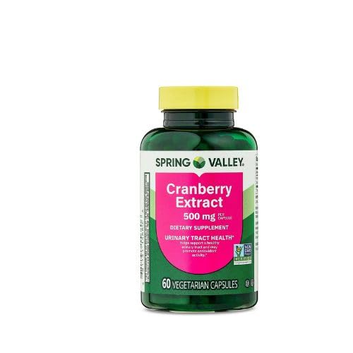 Spring Valley Cranberry Extract vegetariske kapsler, 500mg, 60 Greve + Dri Store Sticker.