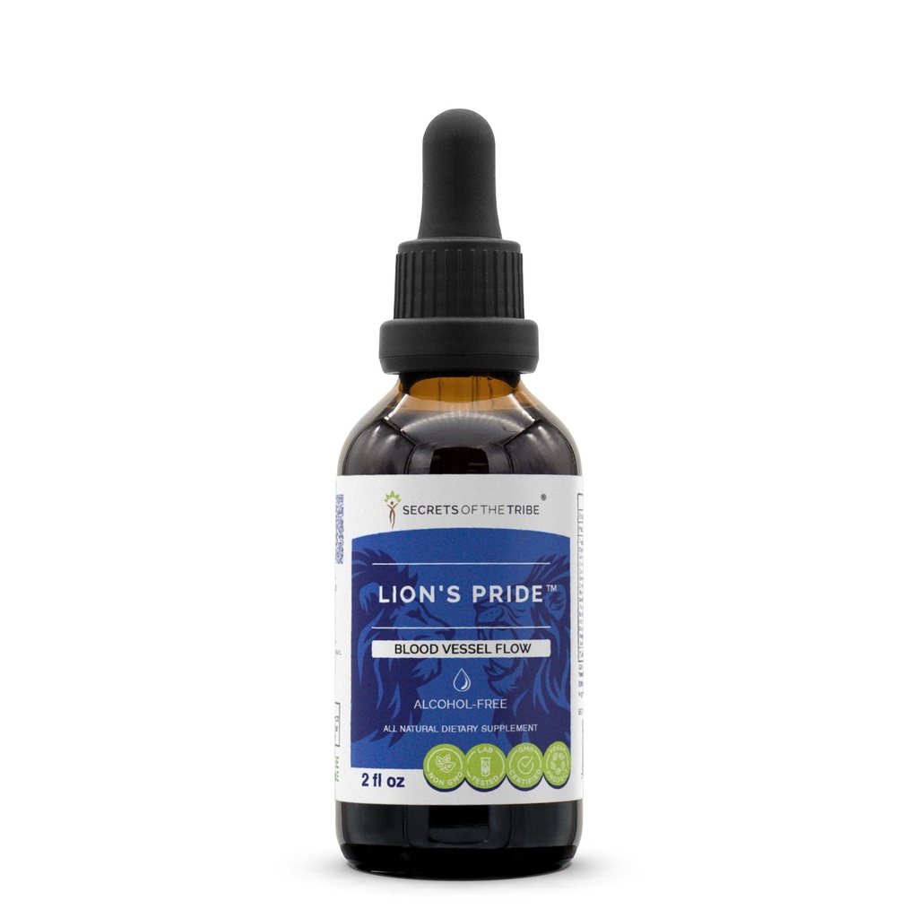 Secrets of the Tribe - Lion 's Pride, Blood Vessel Flow, Herbal Supplement Blend Drops Alkohol- Free Liquid Extract (2 Fl Oz)