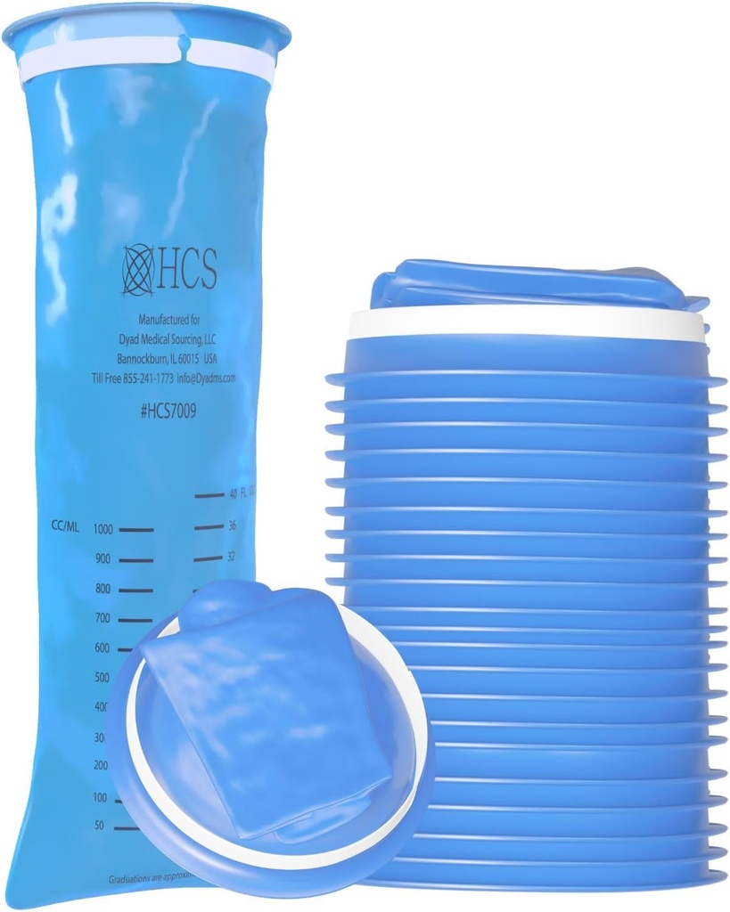 HCS Ememesis tasker Disponible - Premium, Hospital Grade, Voksne & Børn - Vomit tasker Disponible til bil, Rejser, Home Use - Kast op, Barf, Puke - 24, Stærk (40 fl oz)