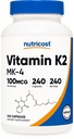 Nutricost Vitamin K2 (MK4) 240 Kapsler (100mcg) - Gluten Free and Non- GMO