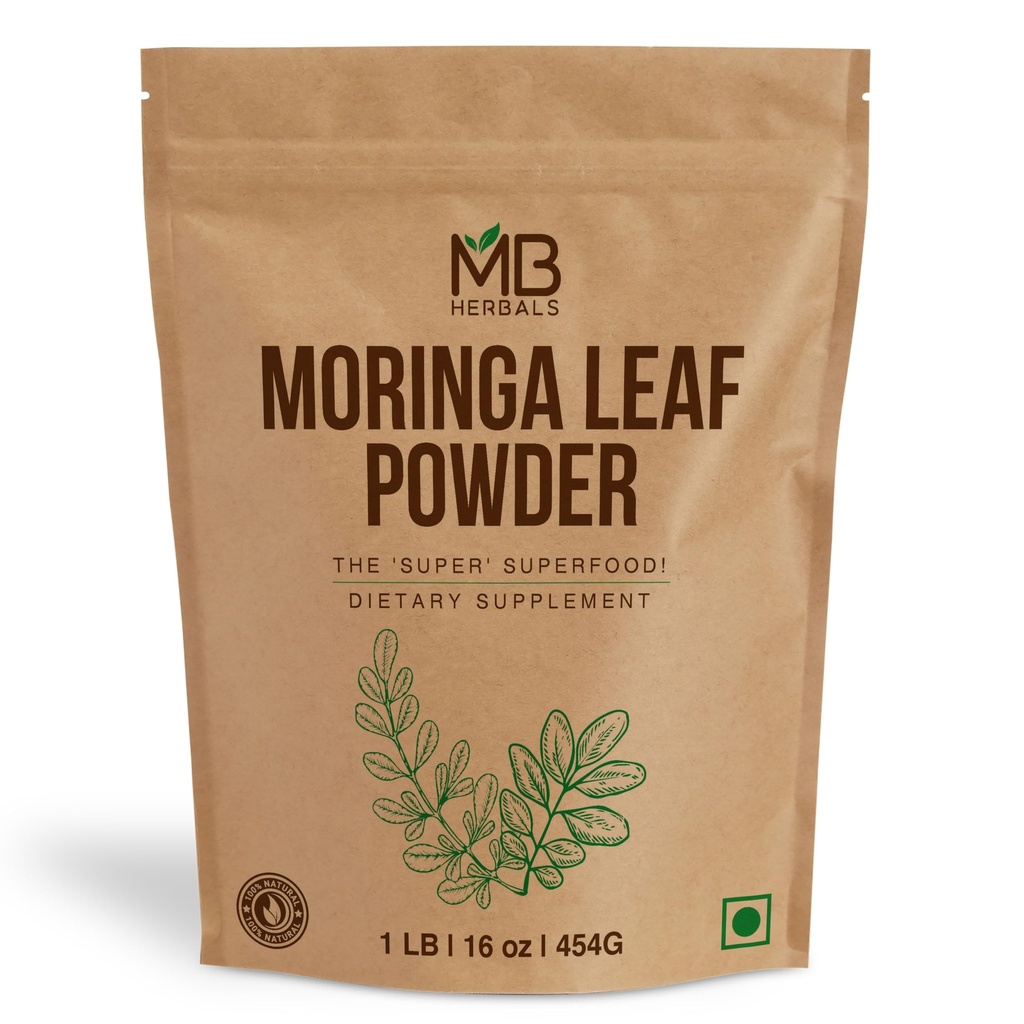 MB Herbals Moringa Leaf Pulver 1 LB / 16 oz (454 Gram)