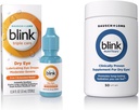 Blink øjendråber til tørre øjne, Triple Care Smøremiddel øjendråber, Straks beroligende, Fugtgivende + Blink NutriTears Klinisk provet supplement til tørre øjne, 50 bløddele
