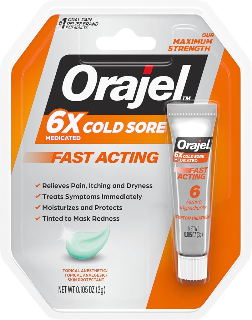 Orajel Moisturelock Cold Sore Symptom Treatment, Cream 0,105 oz (Packaging May Vary)