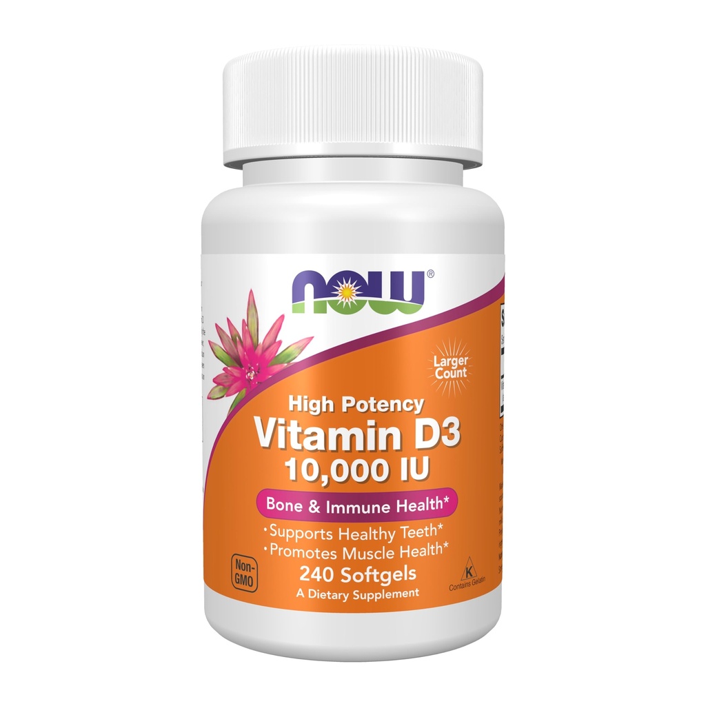 Now Foods Supplements, D3- 10. 000 IE Softgels, D-vitamin, fælles støtte, 240 Softgels
