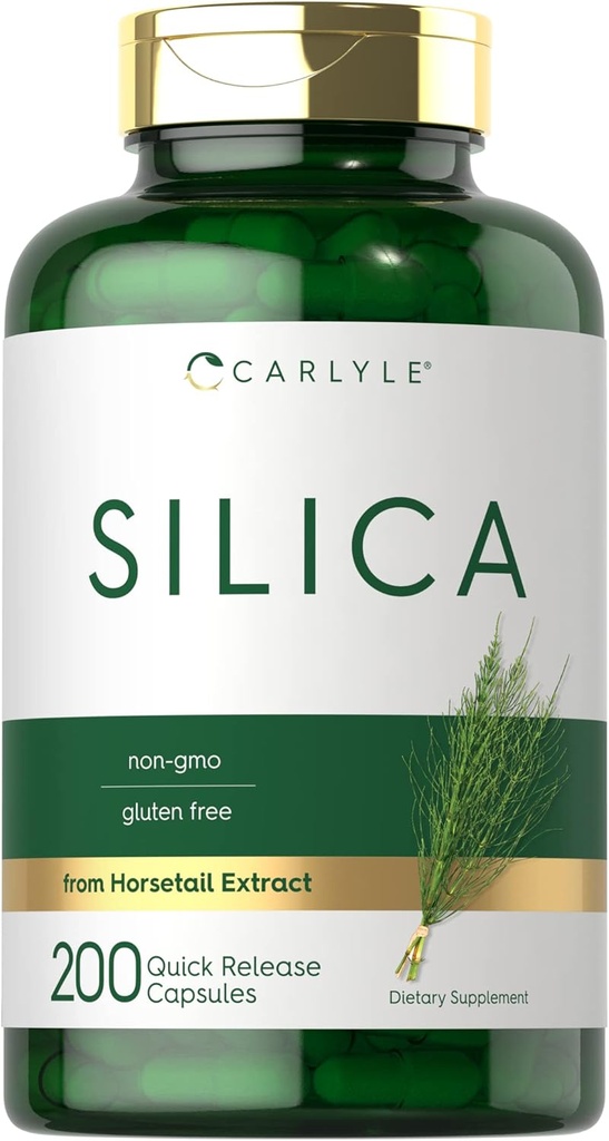 Carlyle Silica Supplements Capsules Note 124; 200 Greve Note 124; from Horsetail Extract Note 124; Non- GMO & Gluten Free