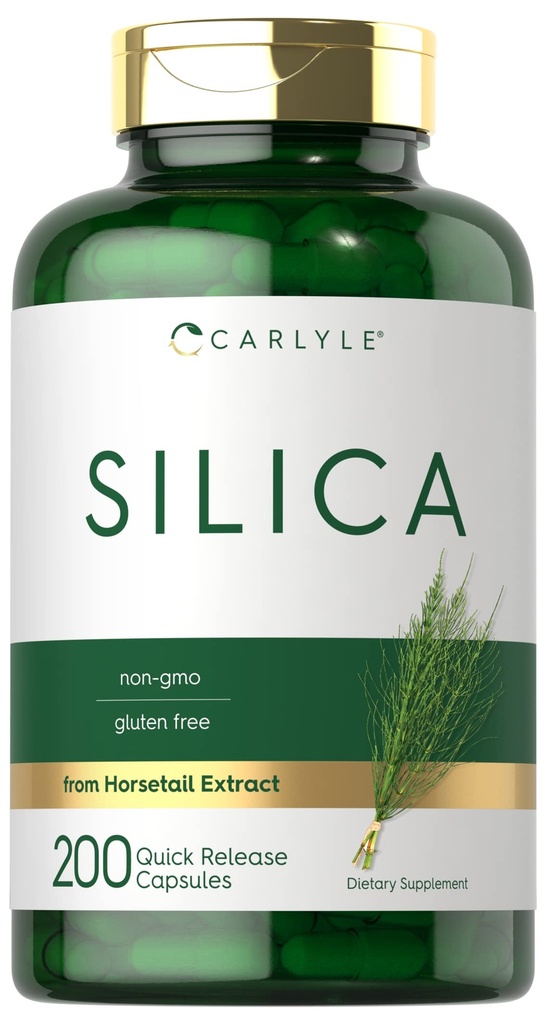 Carlyle Silica Supplements Capsules Note 124; 200 Greve Note 124; from Horsetail Extract Note 124; Non- GMO & Gluten Free