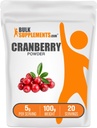 BulkSupplements.com Cranberry Powder - Cranberry Kosttilskud til kvinder og mænd, Air Tørret Cranberries - Usødet & Gluten Free, 5g per Serving, 100g (3,5 oz) (Pack of 1)
