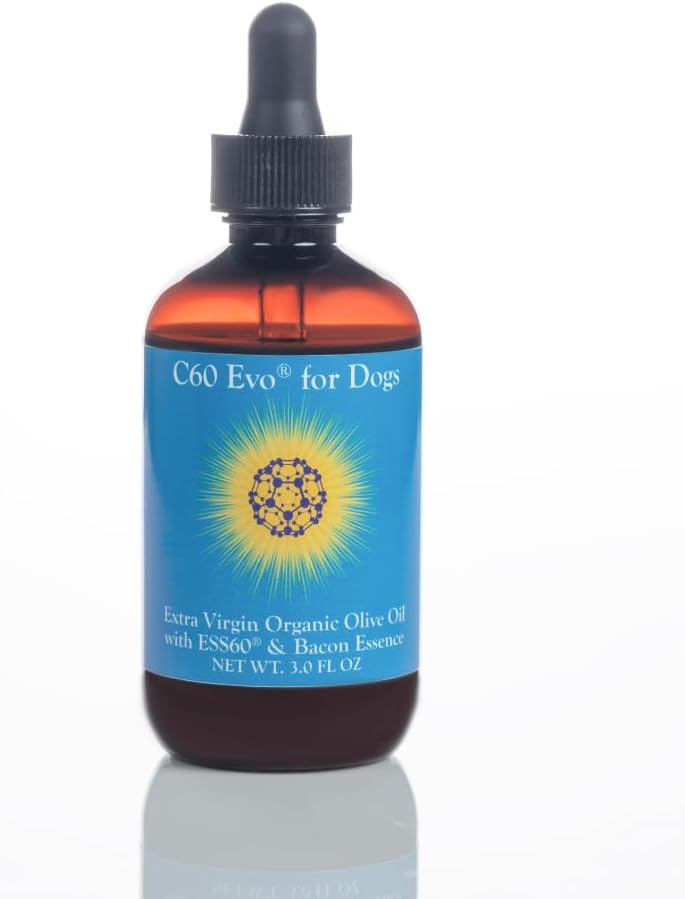Hund supplement, Pure ESS60 i Ekstra Jomfru Olivenolie til hunde, All- in- One Hund immunsupplement, Hund fælles og energistøtte, Infunderes med Natural Bacon Essence, 3 oz - C60 Evo