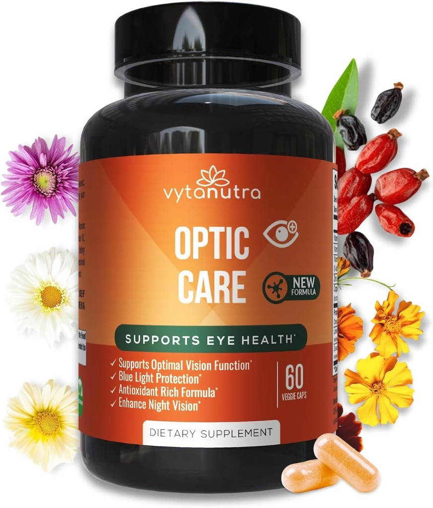 Optisk pleje Eye Vitamin - Lutein, Zeaxanthin, Vitamin A C E, Zink, Kobber - Antioxidant & Mikronutrient Formel med Chrysanthemum & Goji Berry for Vision Support & Eye Strain Relief - 60 kapsler