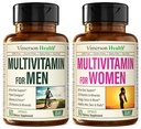 Multivitamin multimineral supplement til mænd + kvinder 2 -flaske bundle. Sund immunrespons, stærke joints og knogler, øje sundhed, fordøjelsessystem support, antioxidant egenskaber