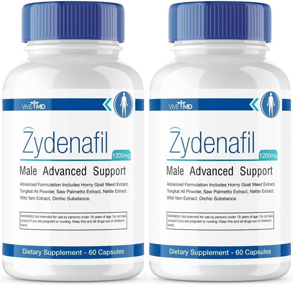 VIVE MD Zydenafil piller til mænd Advanced Formel - Zydenafil mandlige piller - Zydenafil 1200mg for maksimal styrke med Tongkat Ali, Saw Palmetto, Horny Geat Weed Anmeldelser (2 Pack)