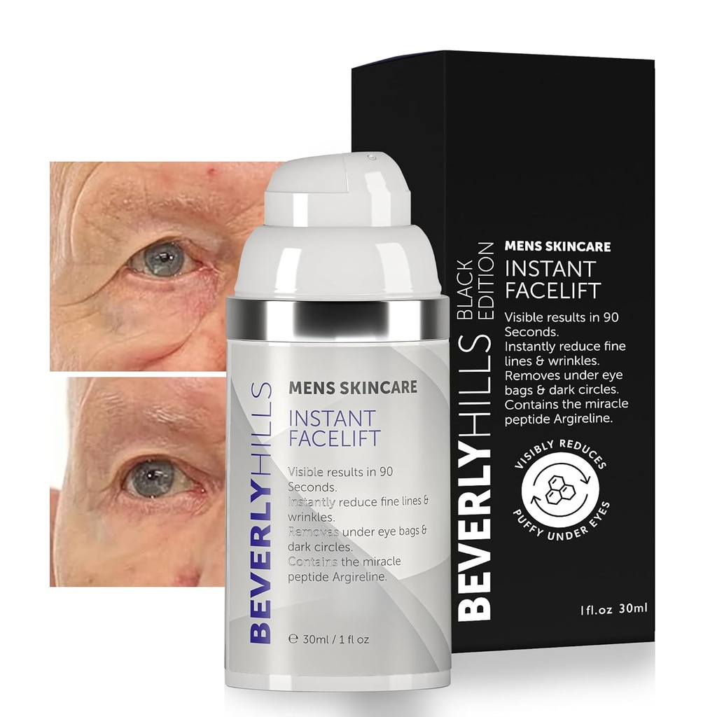 Beverly Hills Herre Instant Facelift og Eye Serum Behandling for mørke cirkler, Puffy Eyes, og Wrinkles