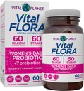Vital Planet - Vital Flora kvinders daglige probiotiske 60 Millioner CFU, 60 Diverse Strops, 7 Organic Prebiotics, Vaginal og immunforsvar, Bloating, fordøjelsesmæssige sundhed Probiotika til kvinder 60 Kapsler