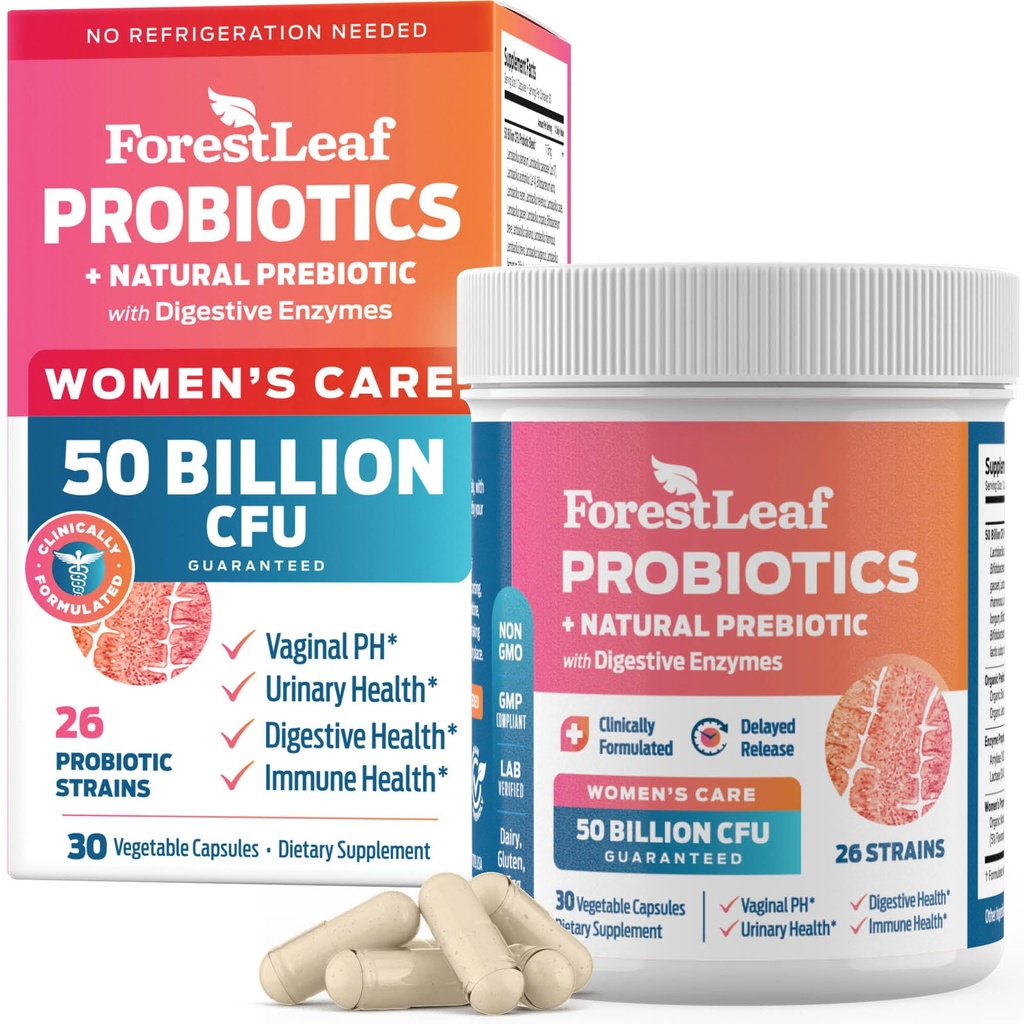 Probiotika til kvinder, 50 Millioner CFU, 26 Unik Stains, Kvinder Probiotika og Prebiotika støtte fordøjelsessygdomme, w / Cranberry, Hibiscus & D- Mannose for Vaginal PH Balance, Urinary, Gut (30 Caps)