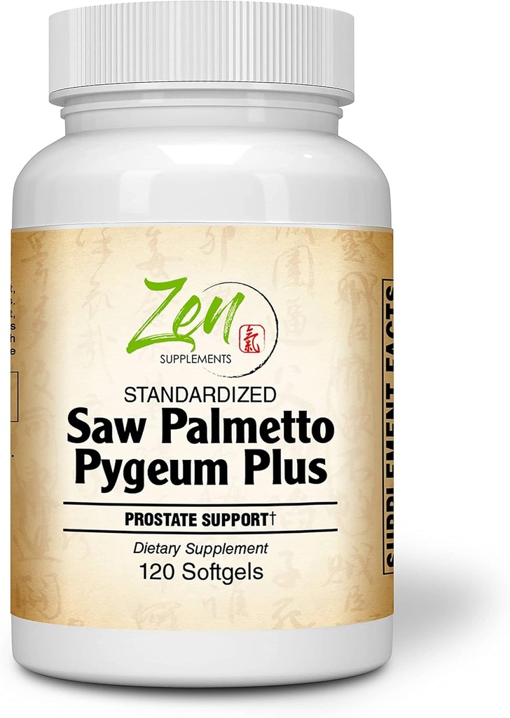 Saw Palmetto & Pygeum Plus - Prostata Support Supplement for Prostate & Urinary Tract sundhed herunder hyppig vandladning, Beta- sitosterol Understøtter DHT Blocker til hårtab forebyggelse 120- Softgel