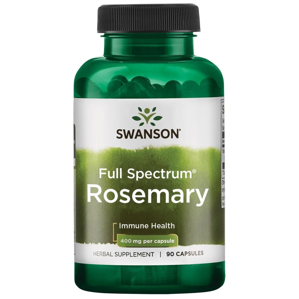 Swanson Full Spectrum Rosemary - Herbal supplement Fremme immunforsvar - Naturlig formel til at hjælpe med at forsvare kroppen & støtte Samlet wellness - (90 kapsler, 400mg hver)