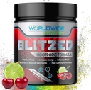 Worldwide Nutrition Blitzed Nootrop Formel - All Natural Energy Drink Mix Powder - Hjernetilskud til hukommelse og fokus - Forbedret fokus og energi supplement - Cherry Lime Flavor - 30 Serveringer
