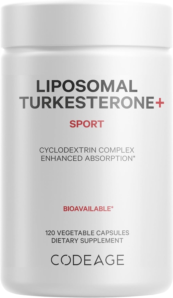 Kodeage Turkesterone Supplement, 4-måned Supply, Hydroxypropyl- β- Cyclodextrin, Liposomal Levering, Sport, Pre & Post- Workouts, Ajuga Turkestanica, Vegan, Gluten- Free, Non-GMO - 120 Kapsler
