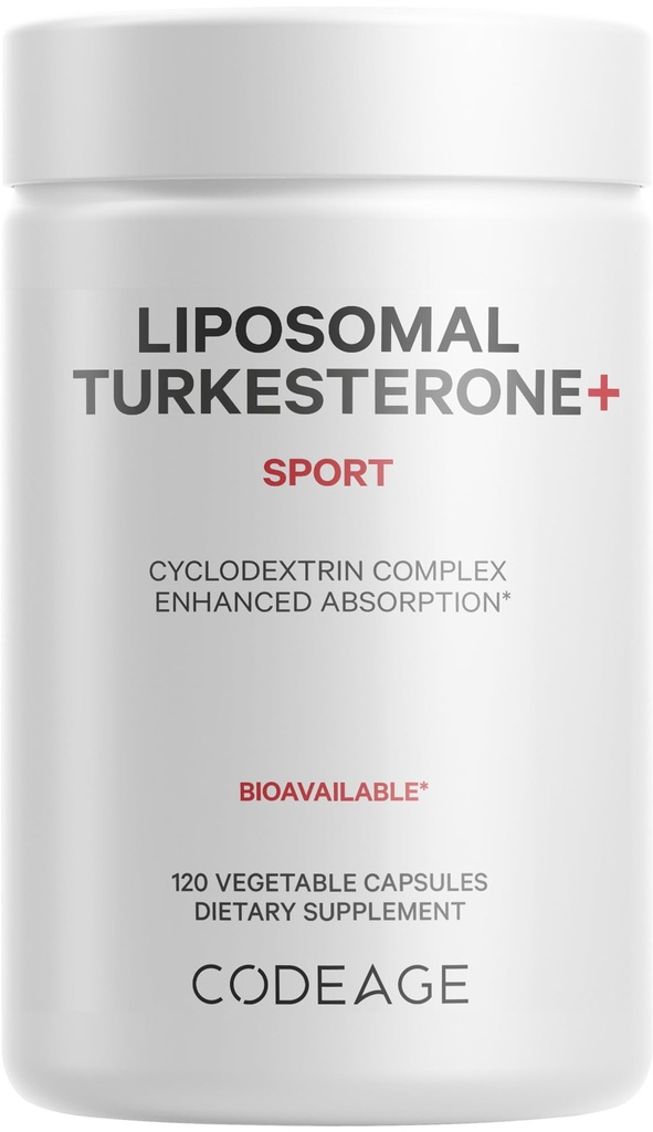 Kodeage Turkesterone Supplement, 4-måned Supply, Hydroxypropyl- β- Cyclodextrin, Liposomal Levering, Sport, Pre & Post- Workouts, Ajuga Turkestanica, Vegan, Gluten- Free, Non-GMO - 120 Kapsler