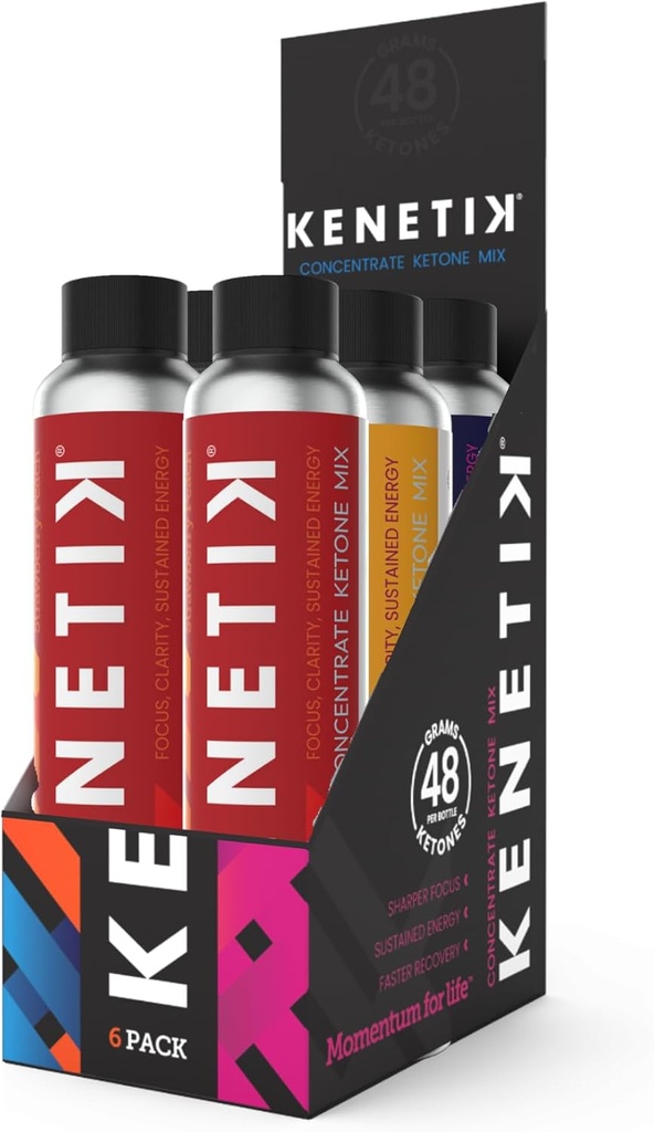 KENETIK Ketone Drink Mix, Exogenous Ketones Blend, Keto, Caffeine & Sugar Free, Vegan Supplement For Clean Energy & Mental Focus, Coffee Alternative with D-BHB - Variety, 6PK
