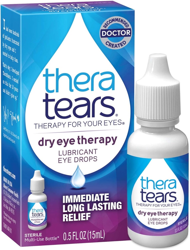 TheraTears tørre øje terapi øjendråber Bundle med 1, 0 Fl Oz og 0, 5 Fl Oz flasker